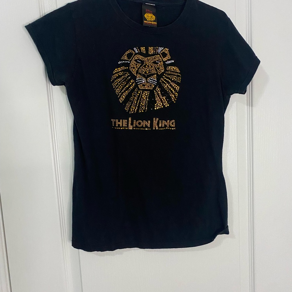 The Lion King Broadway Musical Black Tee with Gold Rhinestones- Short Sleeve
